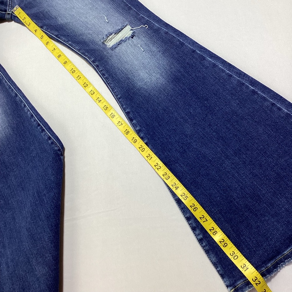 KanCan Distressed Flare Jeans in Dark Blue - Picture 9 of 12